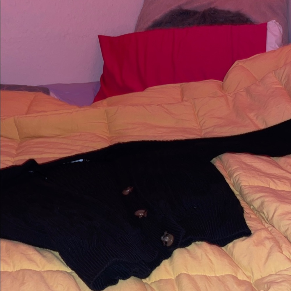 Black button up sweater